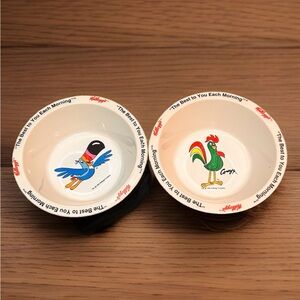 Kellogs Cereal Bowls VTG Fruit Loops Ft. Toucan Sam & Corn Flakes Ft. Corny 1995
